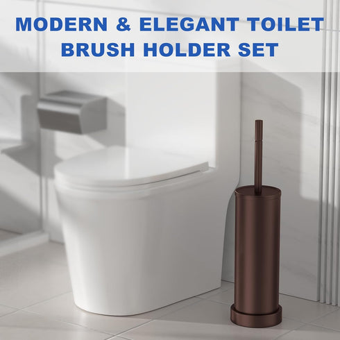 Set: 304 Toilet Brush and Holder Stainless Steel Heavy Duty Toilet Bowl Brush and Holder with Removable Inner Bowl