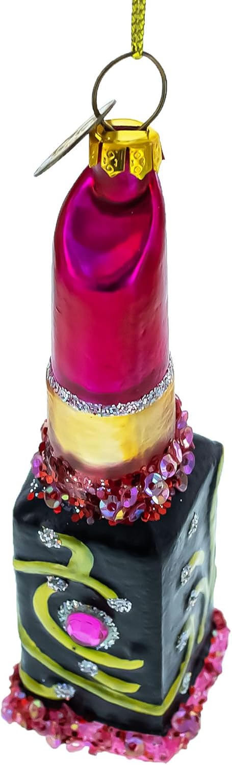 Red Lipstick Blown Glass Christmas Ornament