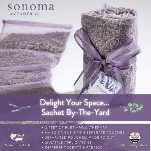 Sonoma Lavender Dried Lavender Sachets by The Yard, Natural Air Freshener for Home, Car, Room, Closet