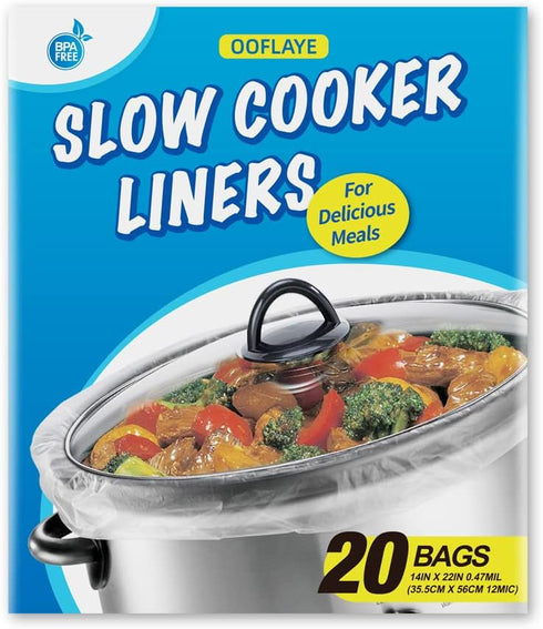 20 Counts Slow Cooker Liners and Cooking Bags, Extra Large Size Fits 6-10QT Pot, 14"x 22", BPA Free (1 Pack)