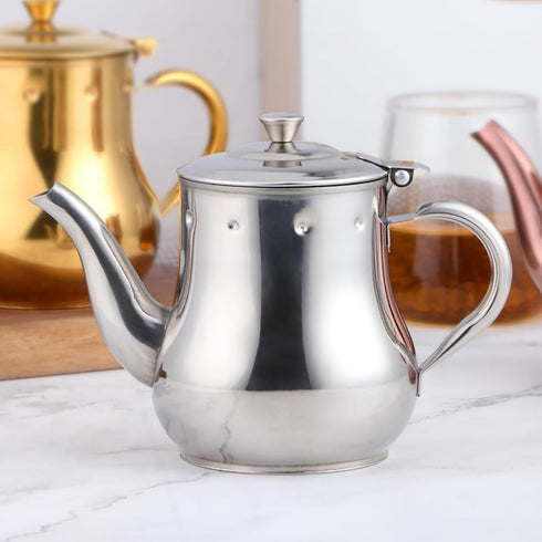 Buyer Star 17 Oz Stainless Steel Tea Pot with Removable Infuser, Pour Over Coffee Kettle for Home, Bar, Restaurant