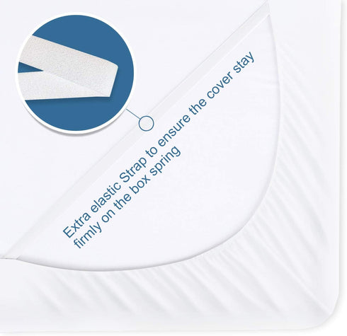 Queen Size Box Spring Cover with Smooth Elastic Woven Material, Dustproof, Washable, White, Wrinkle & Fading Resistant