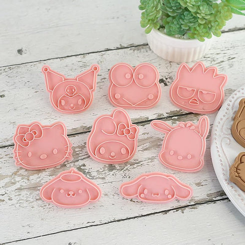 Cute KITTY Cat Cookie Cutter Set, 8 Pieces Cartoon Cookie Cutter With Embossed Pattern, 3D Cartoon Fun Cookie Cutter Set, DIY Baking Cake Fondant Pastry Baking Supplies by Achidane