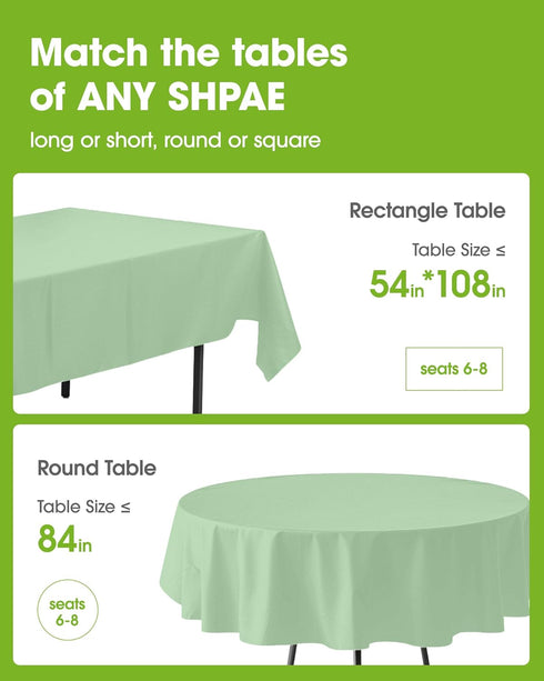 20 Pack, 54 108 Inch Pureegg Plastic Table Cloth Disposable x Table Cloths, Easter Party, Decorative Tablecloths
