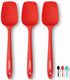 Silicone Spatula Set, High Heat Resistant Rubber Spoon Spatula, Non-Stick Spoonula with Seamless Design, 3 Pack Red