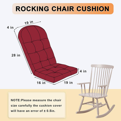 44x19x4 inch Rocking Chair Cushion - Chenille Fabric, High-Density Sponge, Durable Comfort Double-Sided Tufted Seat