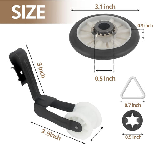 Compatible Dryer Belt Pulley Kit for Whirlpool Models: LER5620KQ1, LEQ9030PQ0, WED6200SW0, WGD5540SQ0