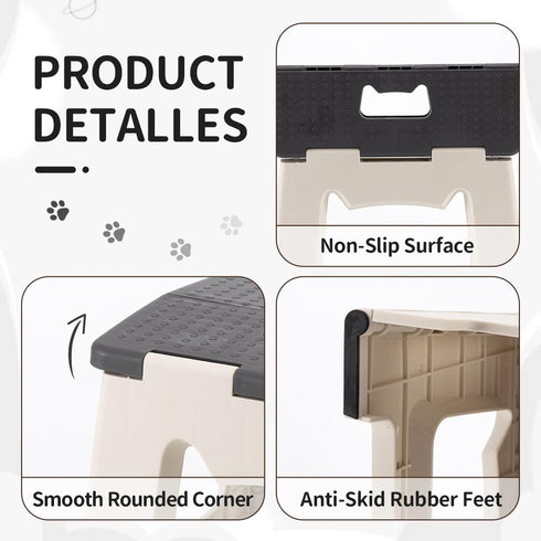 9'' 300lb, CasaZenith Step Stool Foldable, Folding Step Stool for Kids & Adults, Hold Up to Lightweight Small