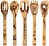 Halloween Idea Wooden Spoons Set, 5 Piece Burned Utensil Spoon Set for Housewarming Wedding Present