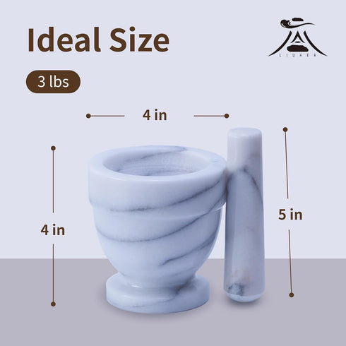 Marble Mortar and Pestle Set, 150ml Unpolished Marble Spice Grinder, Herb Ginder Kitchen Utensil (4"X4")