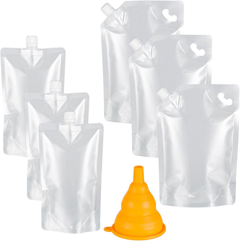 Kichwit Plastic Liquor Pouches Drinking Flasks, Reusable Liquid Spout Bags, BPA Free,
