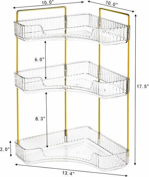 3 Counter Countertop Cididu Tiers Corner Bathroom Organizer, Clear Shelf Storage Rack, Cosmetic Perfume Tray Standing