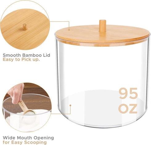 JYPS Large Capacity Laundry Pods Container with Bamboo Lid, Clear Acrylic Powder Detergent Containers for Pods, Scent