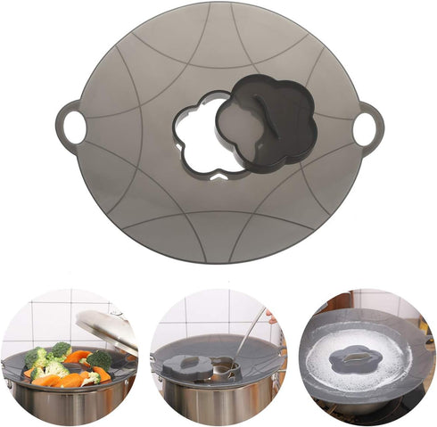 Silicone Spill Stopper Lid, Anti Spill Lid Cover, Multi-Function Kitchen Cooking Tool for Pots