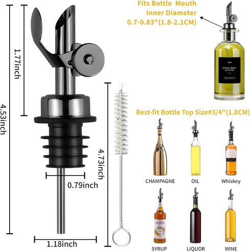 4 Pack Professional Olive Oil Dispenser Spout Stainless Steel Pour Spouts, Weighted Olive Oil Spout with Auto Flip Dust