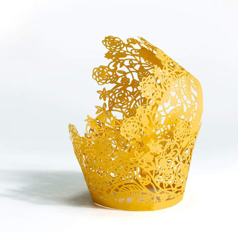 60pcs Gold Rose Lace Cupcake Wrappers Holders, Laser Cut Cupcake Liners Decorative Liners for Wedding Party Birthday Cake Decoration Supplies by YOZATIA