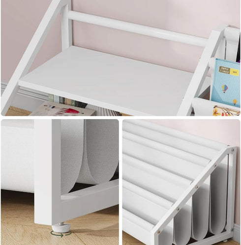 2 4-Tier TCW06WB CHOEZON Kids Bookshelf, Book Shelf for Kids Rooms, Toddler Bookshelf with Open Shelves and Sling Rack