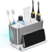 Countertop 6 Bathroom Organizer with Front Ledge for Phone, Detachable Kids Toothbrush Holders with Cord Slots and Ring