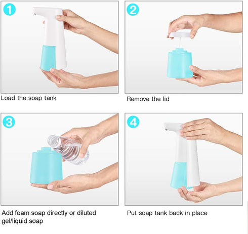 LAOPAO Automatic Foaming Soap Dispenser, Hand Free Touchless Countertop Soap Pump for Kitchen & Bathroom, Blue