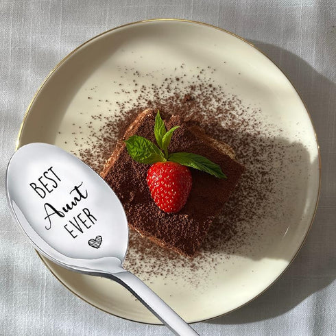 Birthday Gifts for Best Aunt Ever - Engraved Spoon for Hot Tea, Coffee, Cocoa, Great Aunt Appreciation Gift