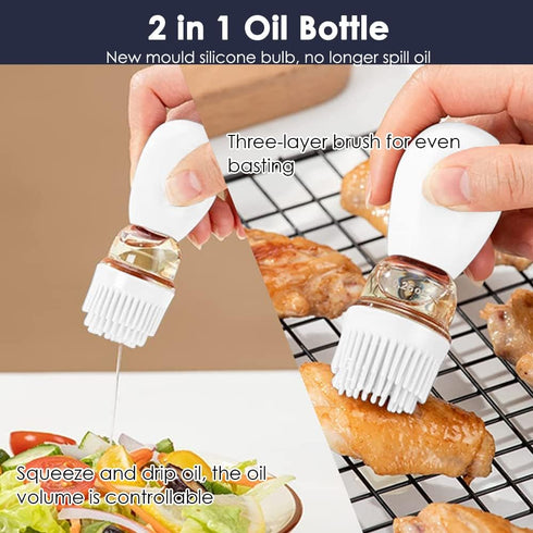 T-OB21S, TINMIX Oil Dispenser Bottle with Silicone Basting Brush - Kitchen Olive Oil Bottle for Cooking Vinegar Sauce