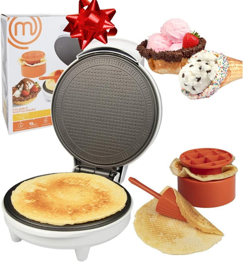 MasterChef Waffle Cone and Bowl Maker, Includes Shaper Roller and Bowl Press for Homemade Ice Cream Cones