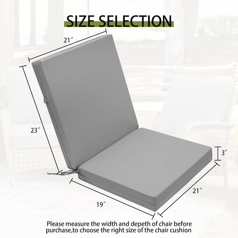 42" 21" 3" Outdoor High Back Cushions Patio Fade Resistant Chair Cushion with Ties, Waterproof Solid Seat and Back