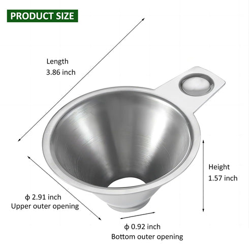 Stainless Steel Spice Funnel with Handle for Kitchen Use, Spill-Free Metal Funnel for Filling Spice Jars and Bottles