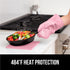 Gorilla Grip Heat and Slip Resistant 4 Piece Silicone Oven Mitt and Trivets Set, Waterproof, Cotton Lined, Pink