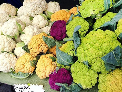 Harley Seeds 50 4 This is A Mix Cauliflower Mix Seeds Heirloom Non-GMO Varieties Purple Green Yellow Delicious