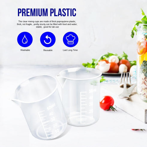 LEOBRO 50ml/1.7oz Epoxy Mixing Cups, 38PCS Graduated Resin Cups with 40 PCS Wood Craft Sticks