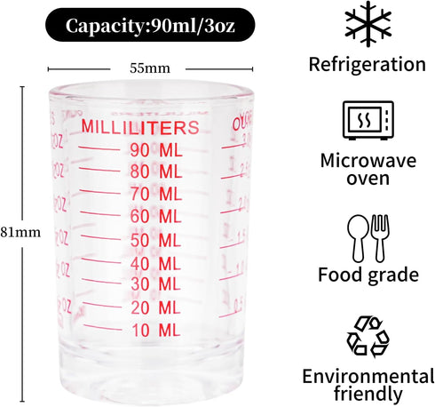 BCnmviku Shot Glass Measuring Cup, 3 Ounce/90ML Liquid Heavy High Espresso Glass