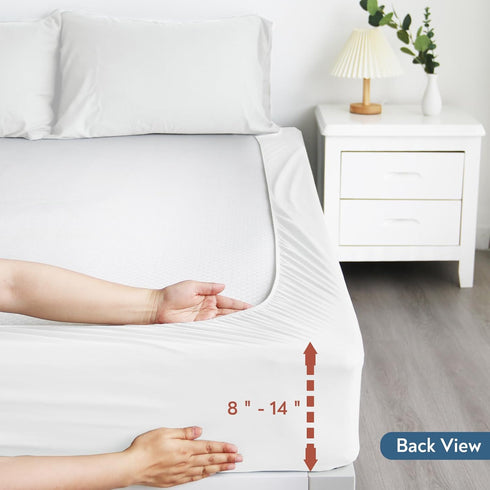 Magik & Kover 2 Pack 14" Full Size Mattress Protector Waterproof Cover, Waterproof Bed Full Fitted Sheet Only, Machine