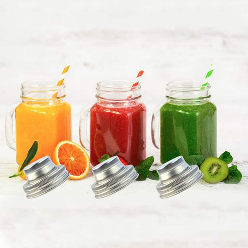 obmwang 4 Pack Stainless Steel Mason Jar Shaker Lids for Cocktail, Dredge Flour, Mix Spices, Fits Regular Mouth
