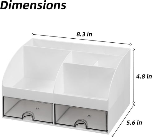 VITVITI Toothbrush Holders for Bathrooms, 8 Slots Toothpaste Organizer with Drawers for Vanity/Makeup/Office (White)