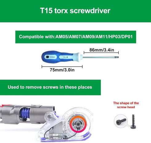 Screwdriver Set for Dyson V6 V7 V8 V10 V11 V15 Vacuum Cleaner, Cleaning Kit for Maintenance and Repair Disassembly