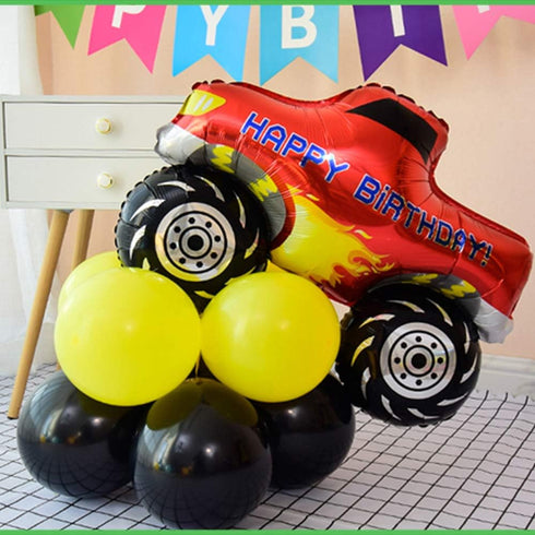 HORUIUS 5PCS Monster Truck Balloons Jumbo Shaped Aluminum Foil Mylar Balloons for Monster Truck Themed Party Birthday