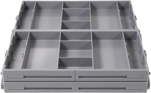 Drawer Organizer - 2/3 Tier Expandable Collapsible Tray with Adjustable Compartments for Cosmetics, Jewelry & Kitchen