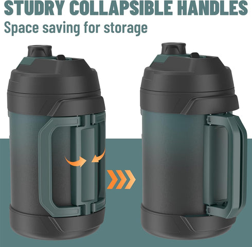 Zukro 1 Gallon Water Jug, 128 oz Large Stainless Steel Sport Water Bottle, Triple Wall Insulated, Leak Proof, Cyan