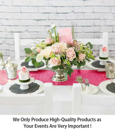 ShinyBeauty Hot Pink Table Runners, Pack of 2, Fuchsia Sequin 12x108 in Wedding Party Supplies