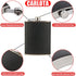 Hip Flask Gift Set, 8 Oz Hip Flasks for Liquor with Black Leather Cover, 18/8 Stainless Steel, 2 Cups & Funnel, Gift Box