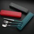 DEVICO 4-Piece Travel Utensils Set, 18/8 Stainless Steel Portable Reusable Camping Silverware with Case (Dark Green)