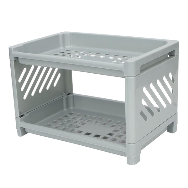 Bathroom Organizer Countertop, 2 Tier PP Hollow Storage Rack Shelf for Kitchen, Spice Rack, Cosmetic Organizer