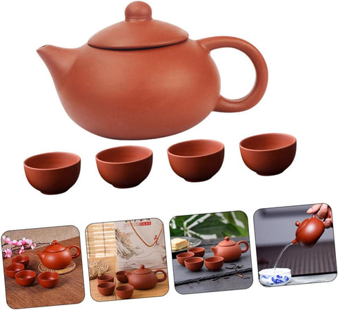 1 Set Purple Clay Teapot Set, Travel Chinese Tea Set with Teapot and Cup for Grace Tea Ceremony Accessories
