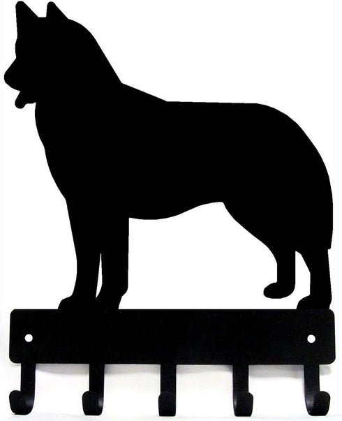 Husky Key Holder & Dog Leash Hanger for Wall, Large 9 inch Wide with 5 Hooks