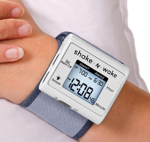 Tech Tools Vibrating Alarm Clock - Shake N Wake Silent Alarm Wristband Watch with Dual Alarms