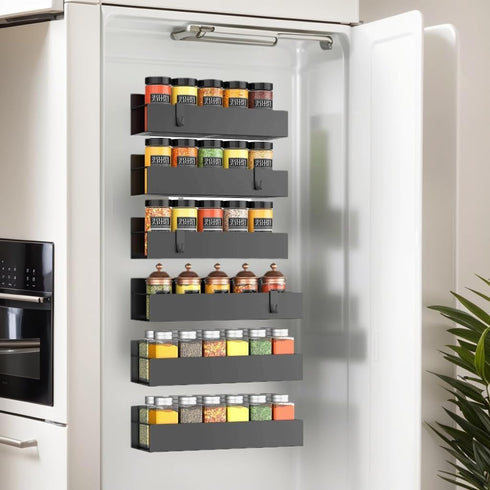Easyhouse 6 Pack Magnetic Spice Storage Rack Organizer for Refrigerator and Oven, Moveable Magnetic Spice Organizer