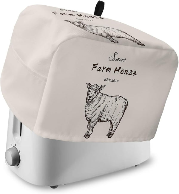 Toaster Dust Cover with Pockets, Farm House Alpaca American Rustic Style, Soft Washable 2 Slice Cover for Fingerprint