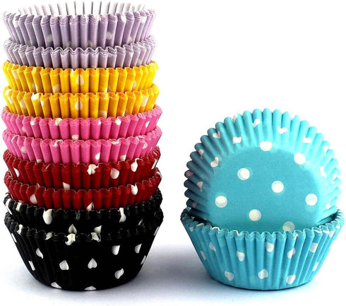 Eoonfirst Rainbow Mini Polka Dots Cupcake Liners, 300 Pcs, Food Grade & Grease-Proof Baking Cups Paper