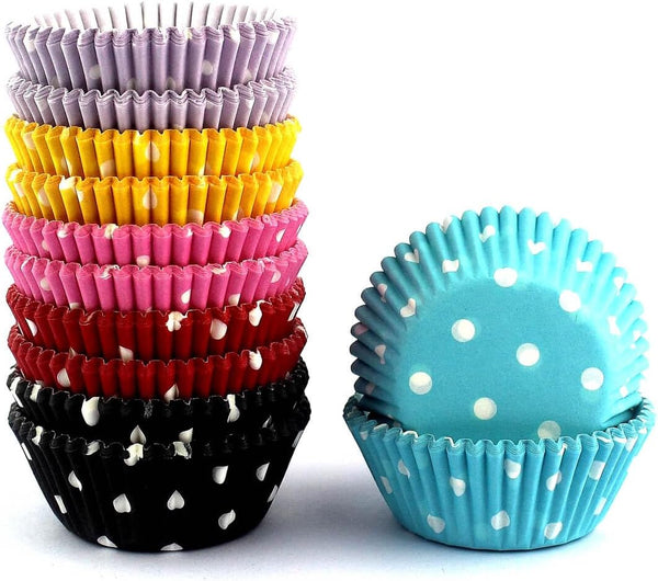 Eoonfirst Rainbow Mini Polka Dots Cupcake Liners, 300 Pcs, Food Grade & Grease-Proof Baking Cups Paper